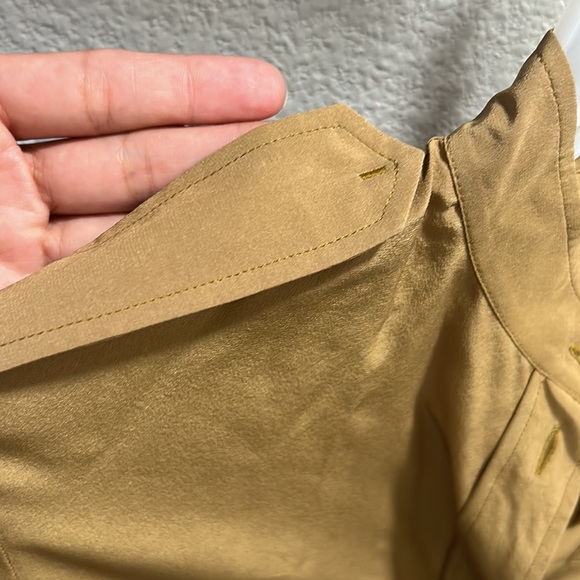 Celine 100% silk button down women military style shirt bronze caramel size 38 - Picture 6 of 16